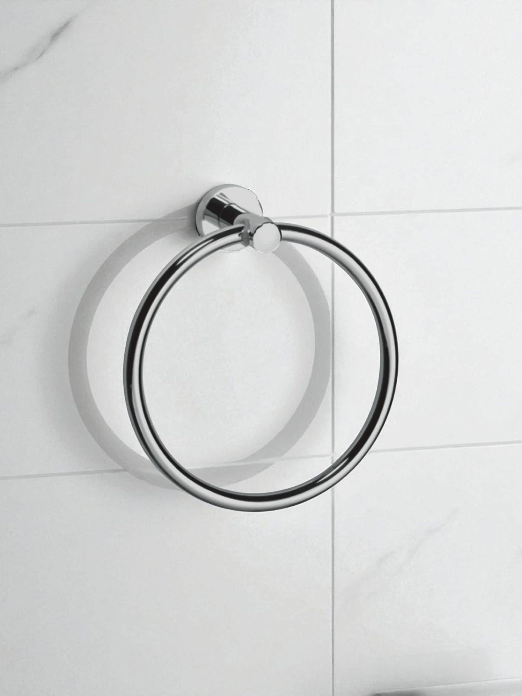 Showerdrape Silver Modernity wall mounted towel ring (British brand)