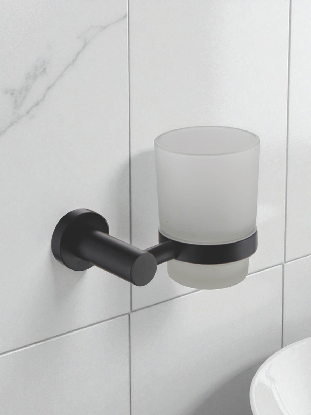 Stainless Steel Wall Mounted Toothbrush Holder with Polished Black Finish, 13x10x9cm