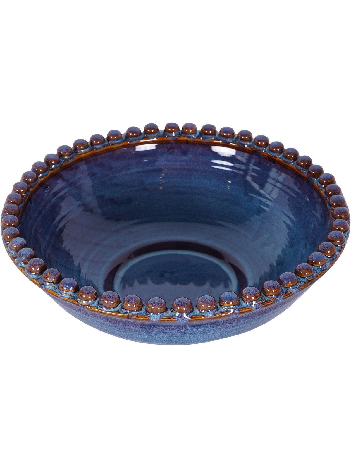 Libra Interiors Blue Mediterranean Reactive Glaze Ceramic Bowl