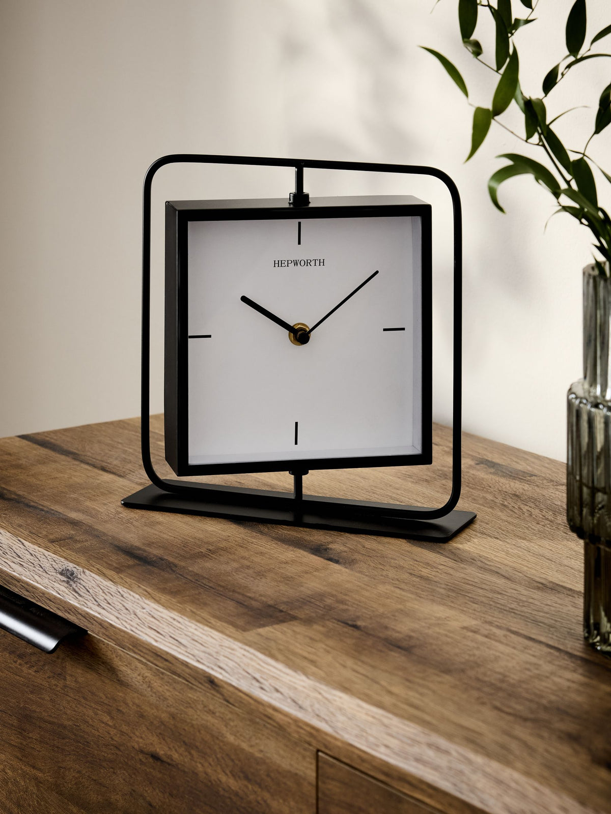 Hepworth Black Swivel Mantel Clock 21cm - British product