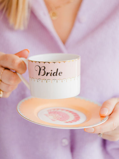 Yvonne Ellen Multi Bride Stoneware Teacup and Saucer