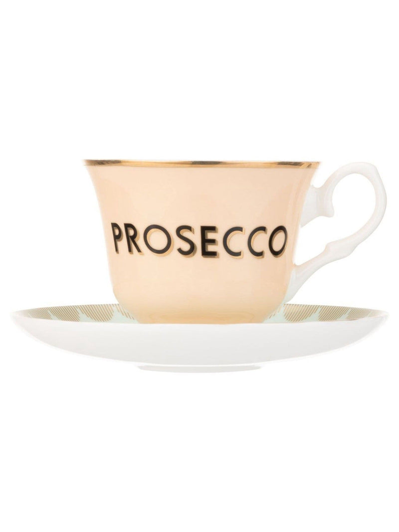 Yvonne Ellen Multi Boozy Prosecco teacup and saucer 8cm height (British brand)