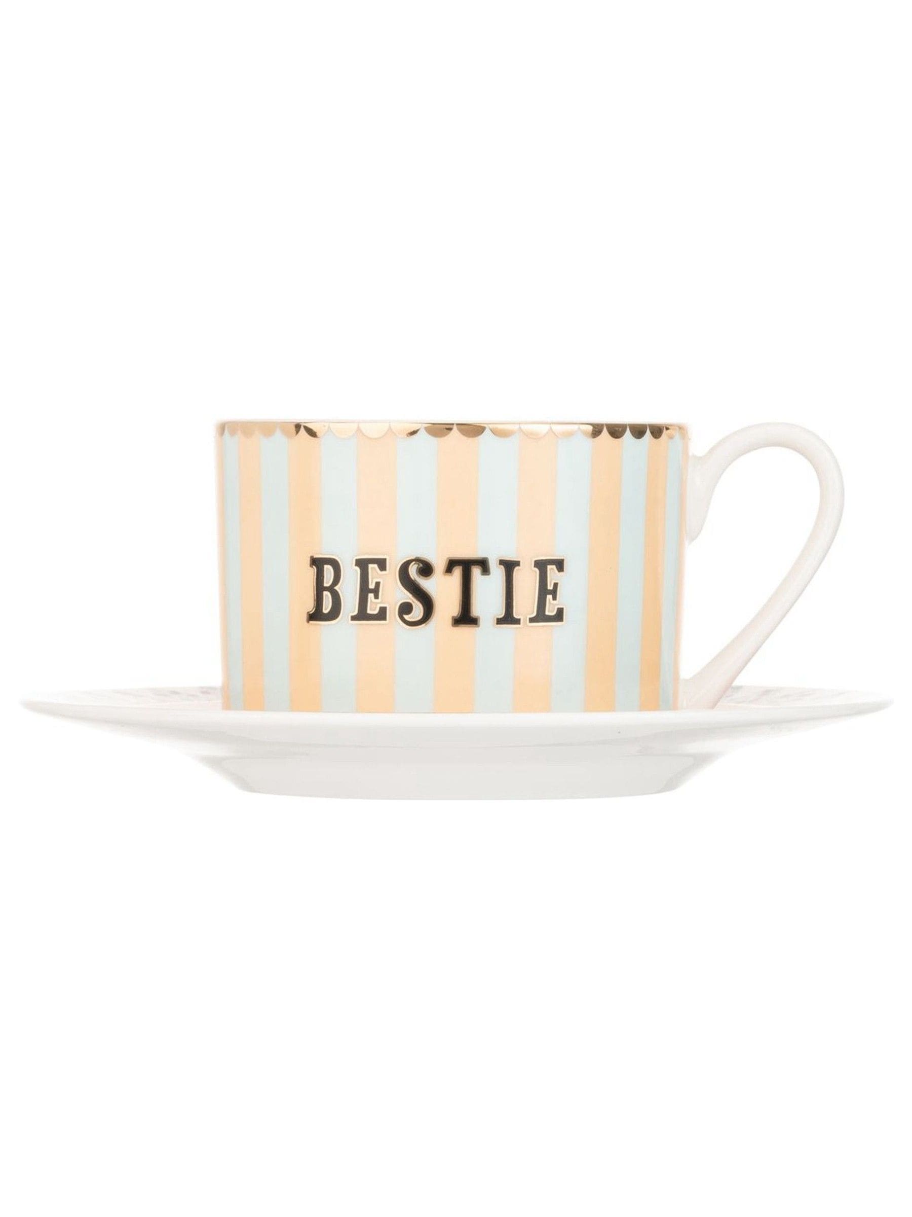 Yvonne Ellen Multi Bestie teacup and saucer 7cm height (British brand)