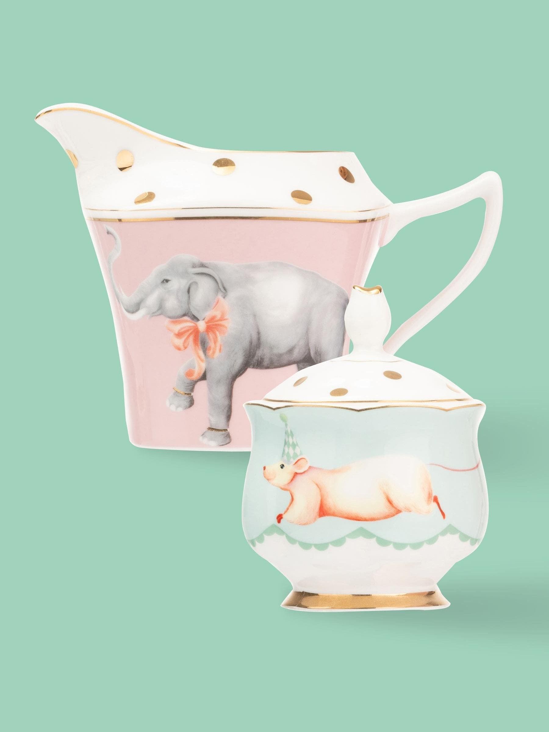 Yvonne Ellen Elephant Mouse milk jug and sugar pot set (British brand)