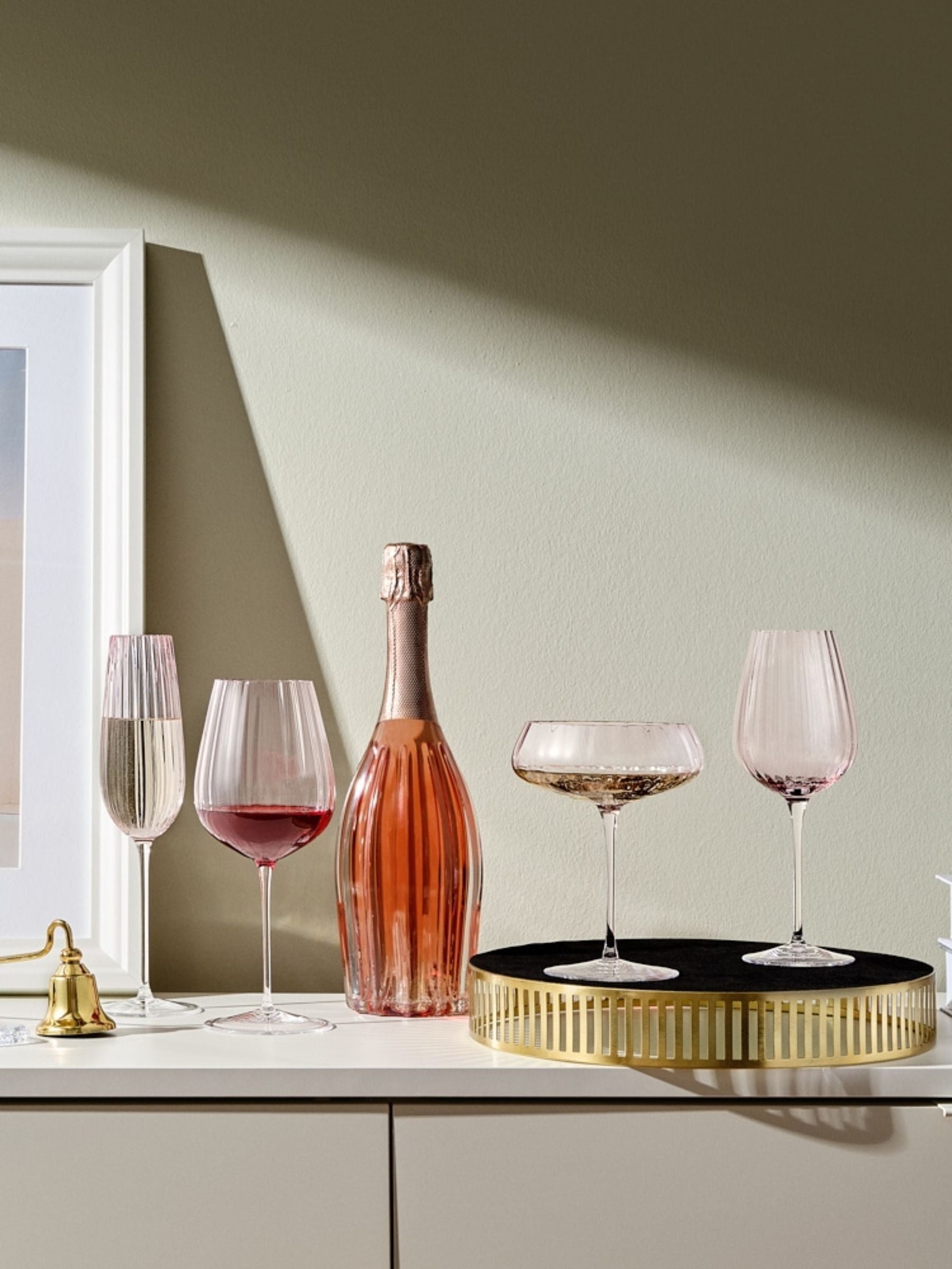 Nude Set of 2 Dusty Rose Round Up Coupe Glasses
