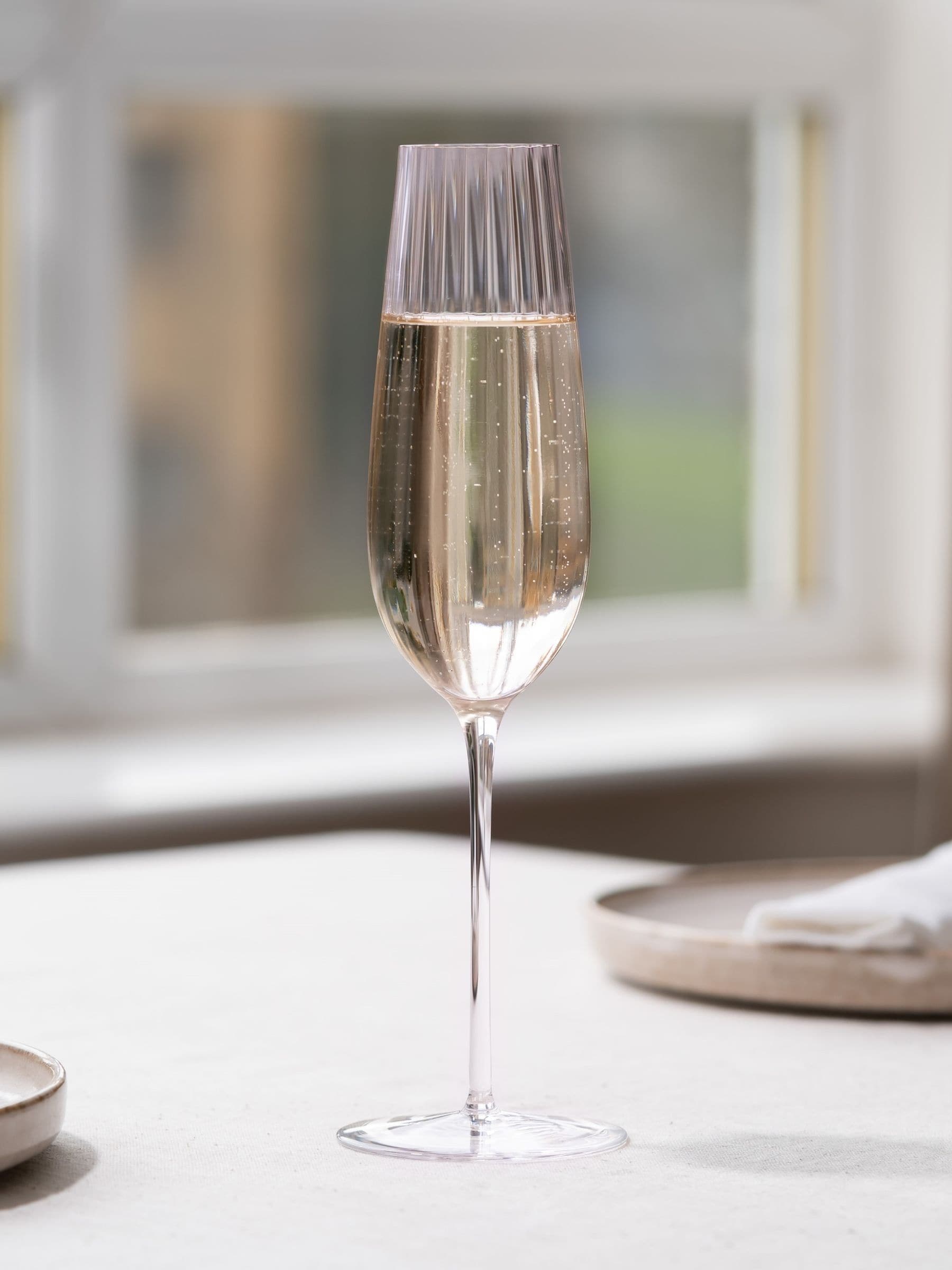 Nude Set of 2 Dusty Rose Round Up Sparkling Wine Glasses