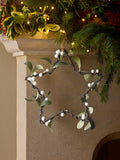 Green faux star hanging Christmas decoration 28cm height, UK version