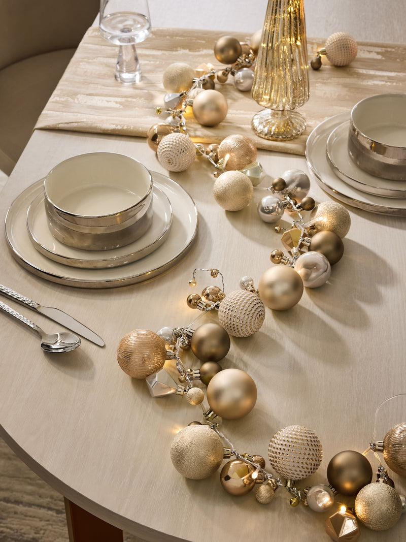 Gold Bauble Pre Lit Christmas Garland
