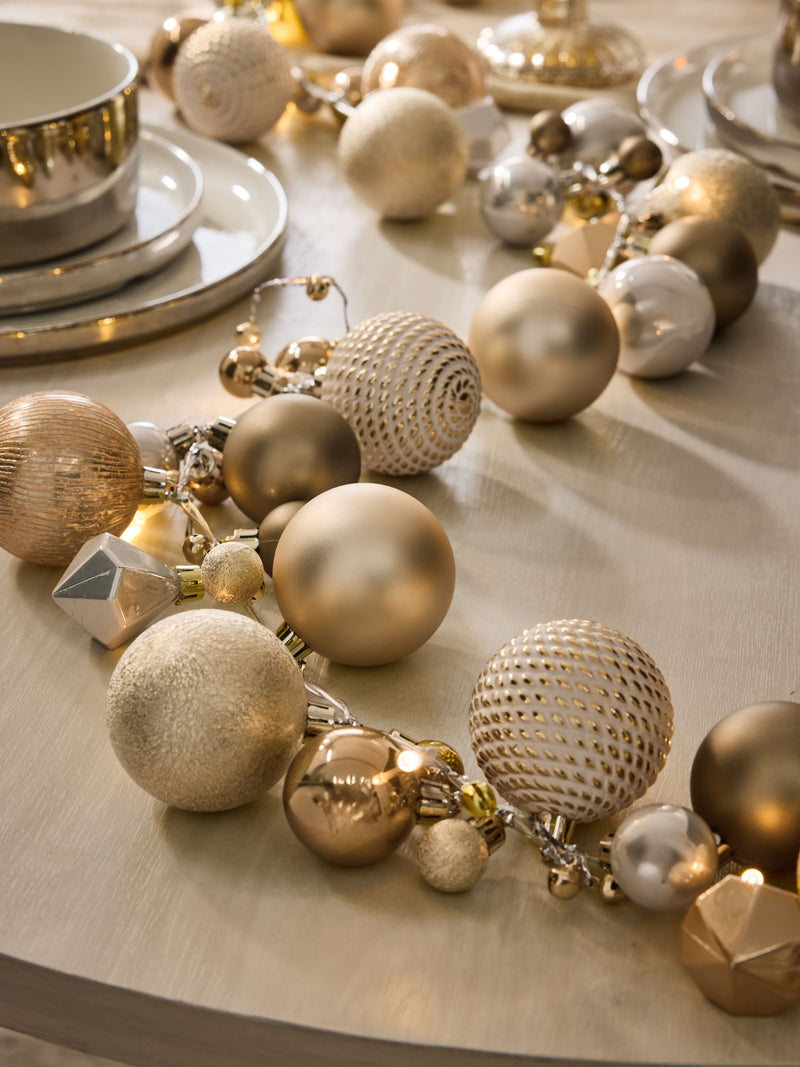 Gold Bauble Pre Lit Christmas Garland