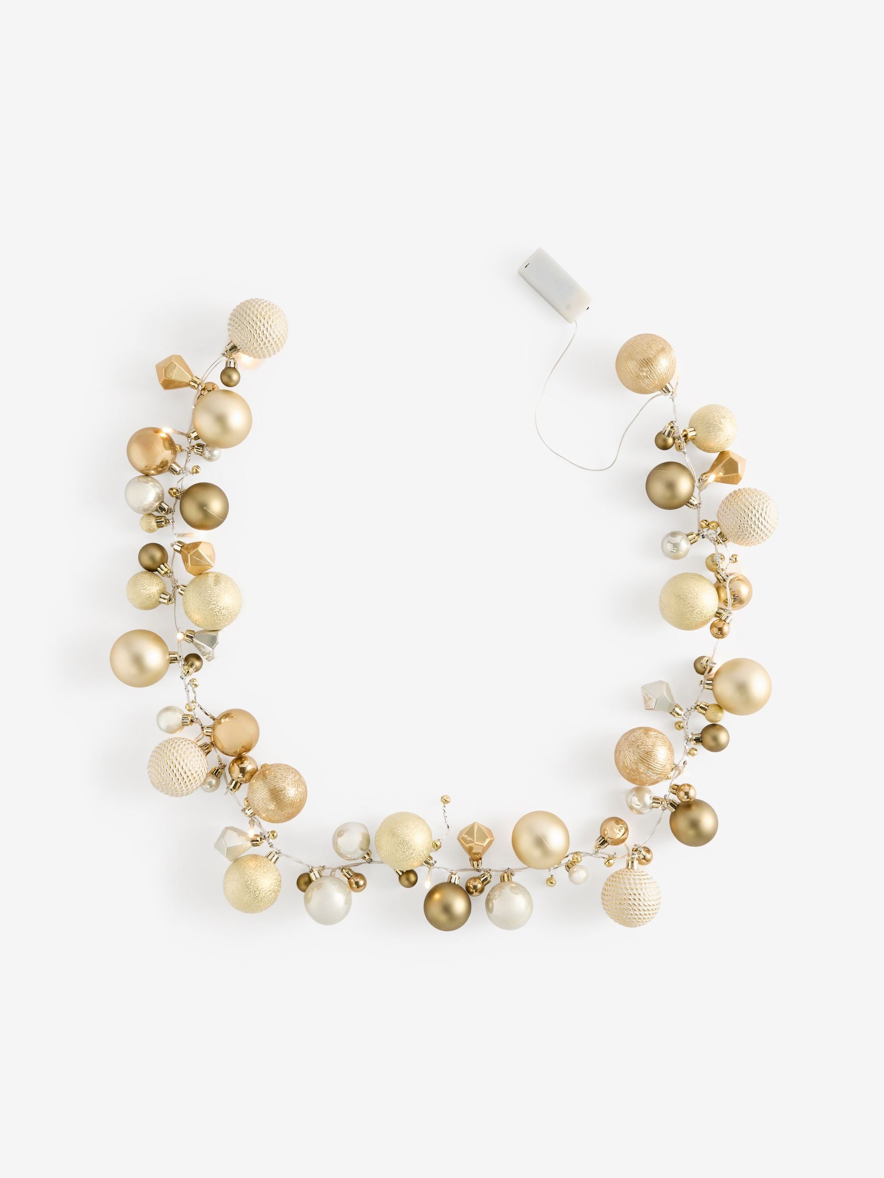 Gold Bauble Pre Lit Christmas Garland