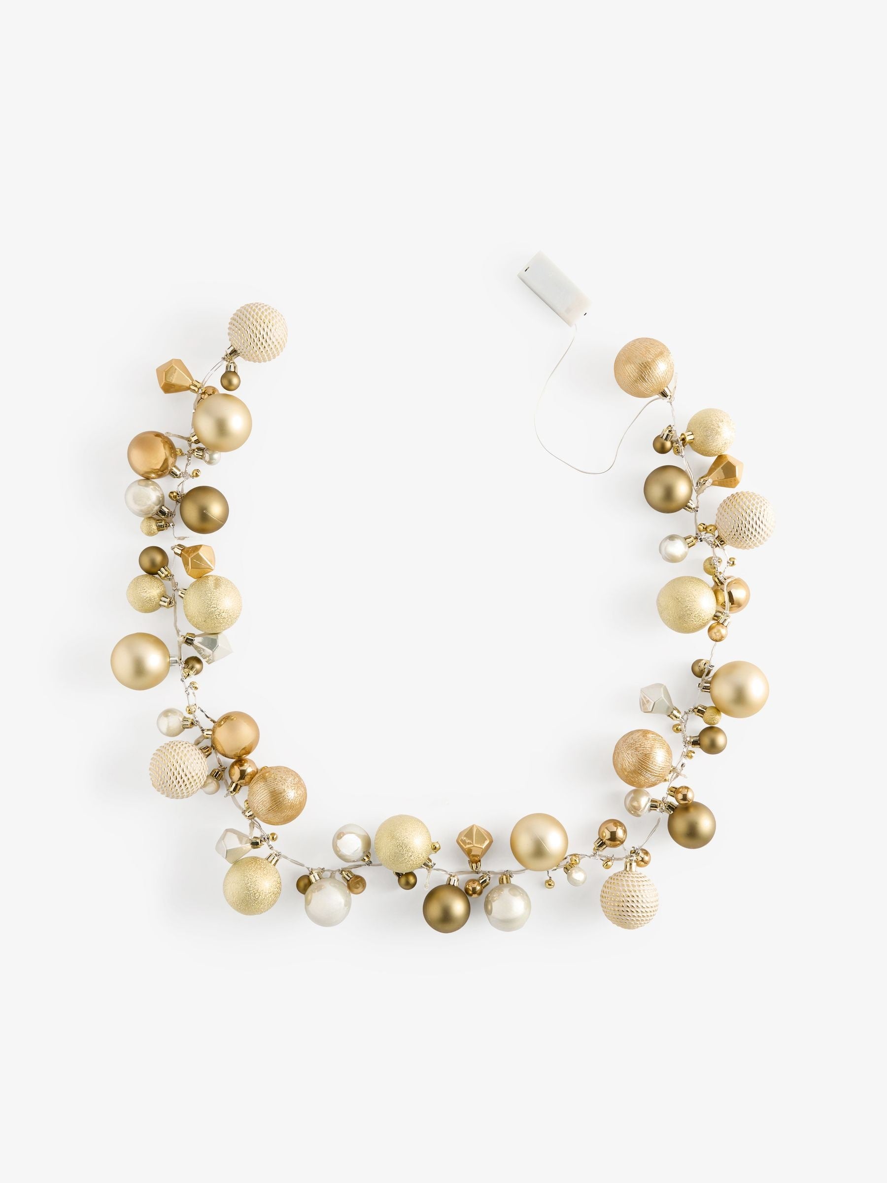 Gold Bauble Pre Lit Christmas Garland