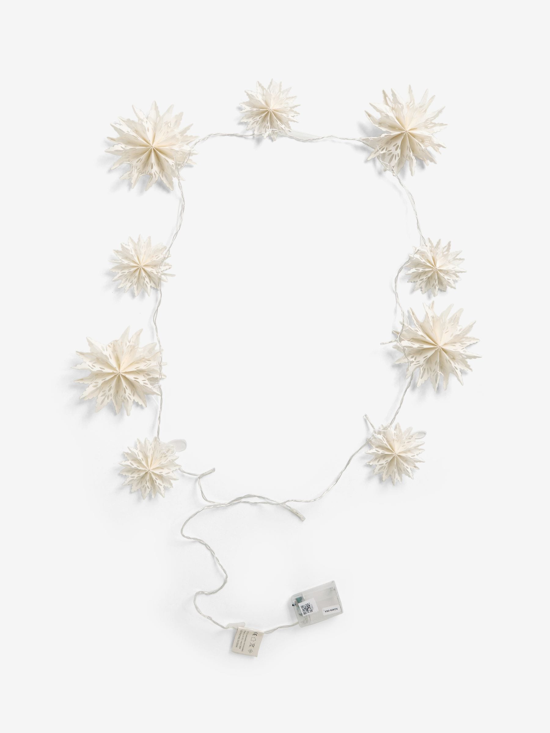 White lit paper snowflake Christmas garland 150cm (British brand)