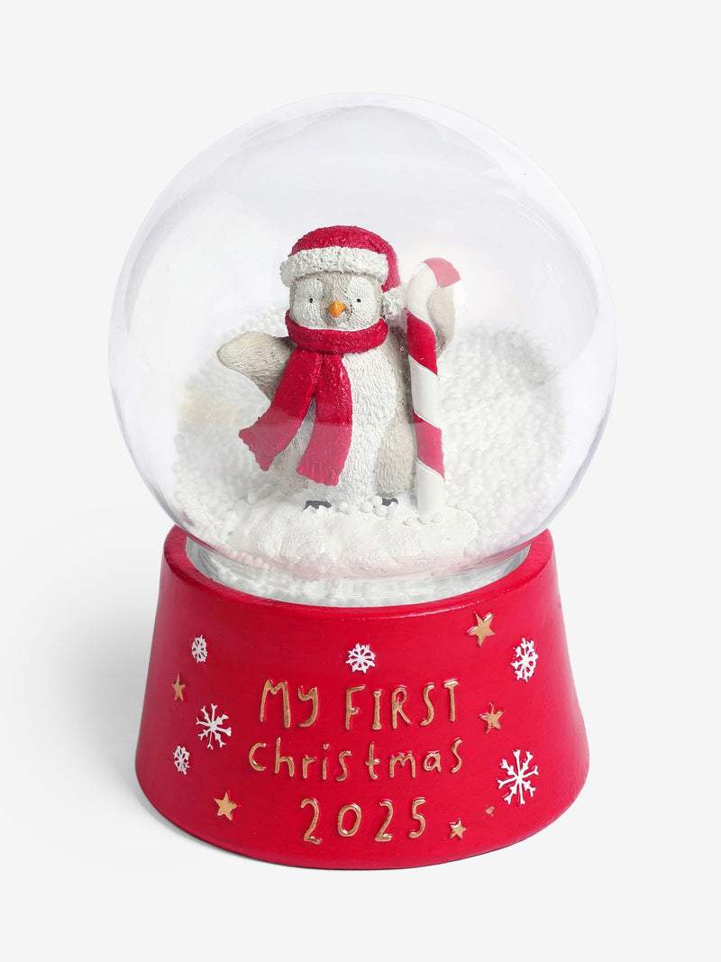 Red Penguin Babys First Christmas 2025 Snow Globe