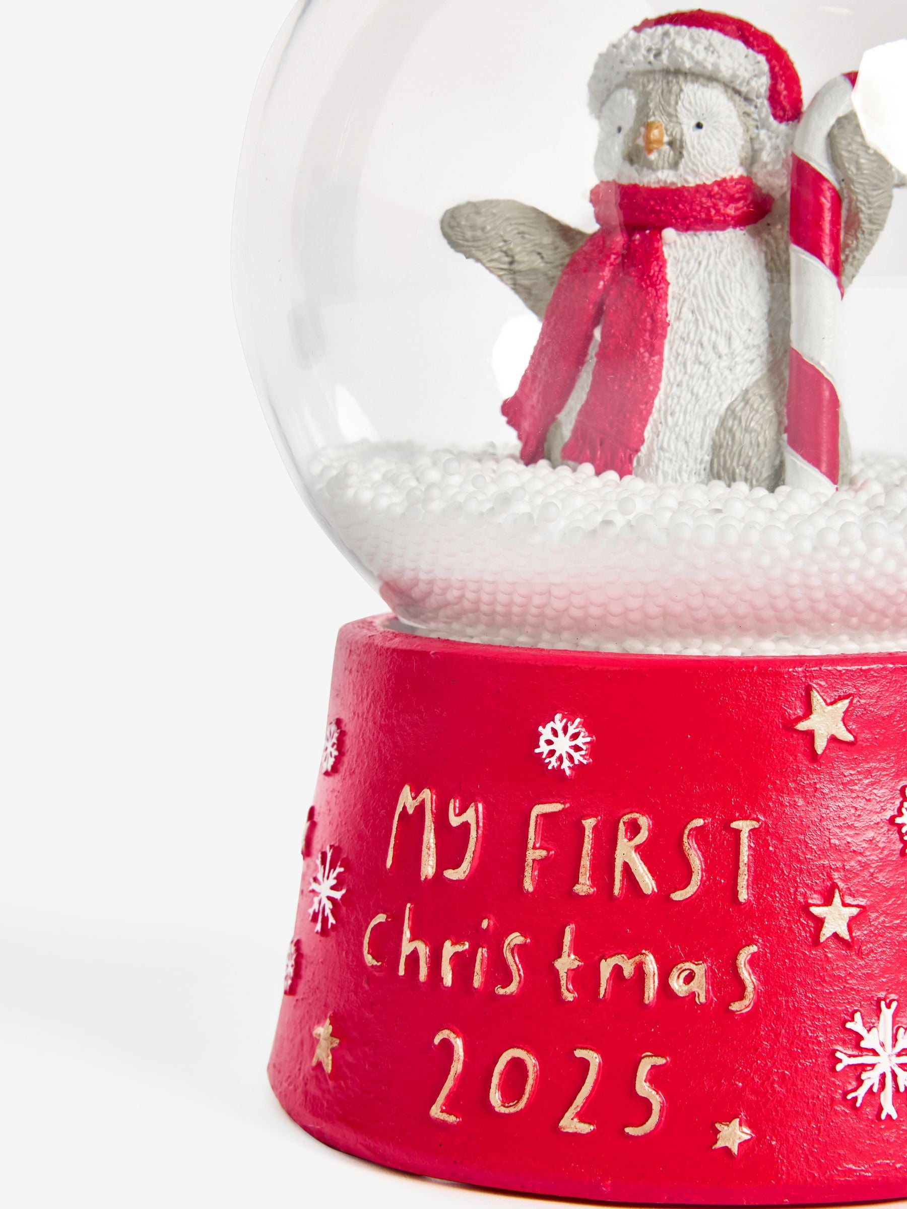 Red Penguin Babys First Christmas 2025 Snow Globe