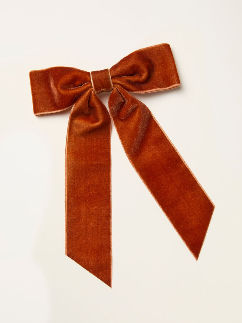 Burnt Orange Velvet Hair Bow for Elegant Ponytails