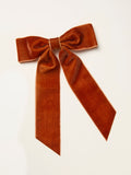 Burnt Orange Velvet Hair Bow for Elegant Ponytails