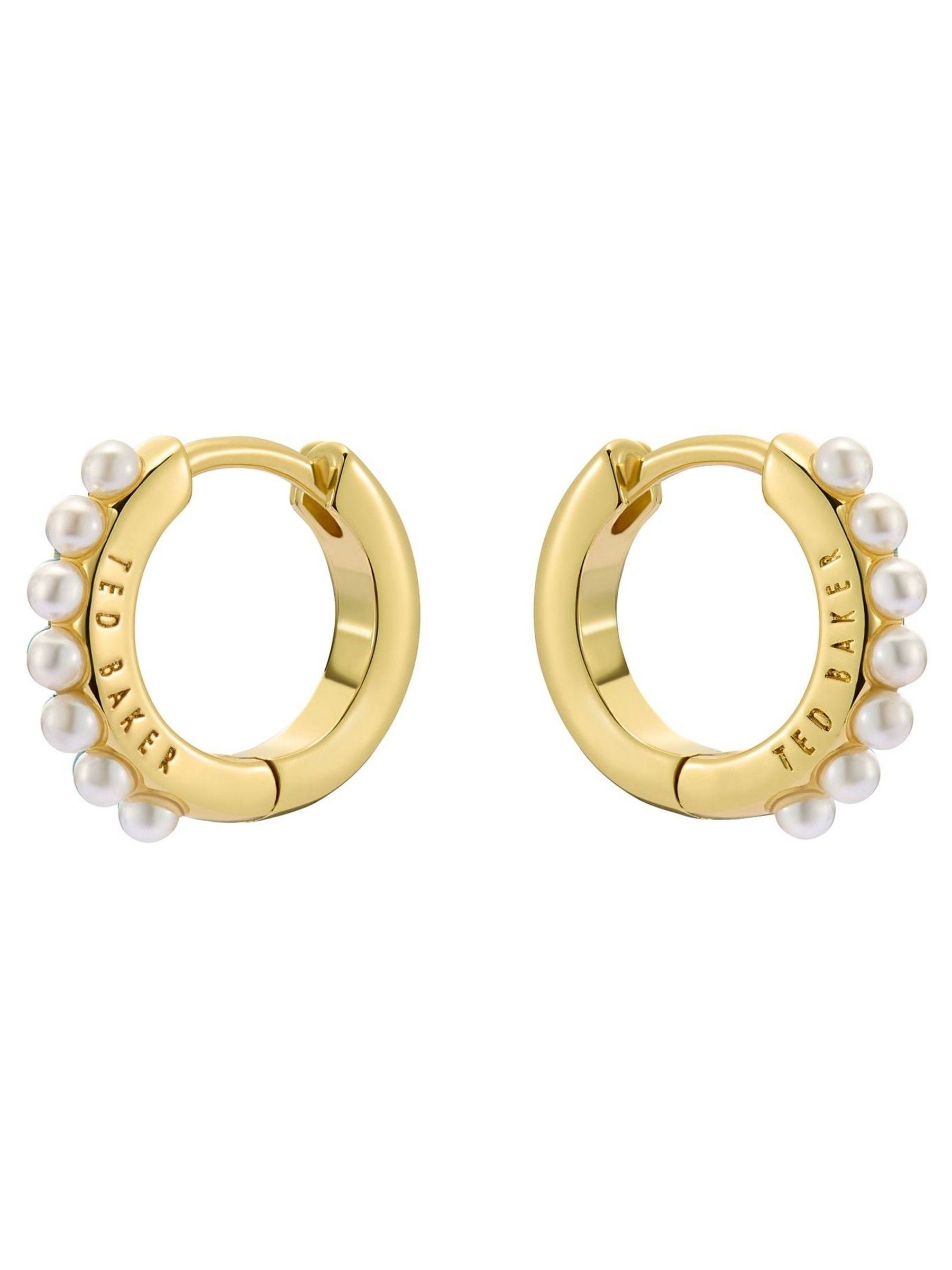 Ted Baker gold tone pearl persia huggie earrings (British brand)