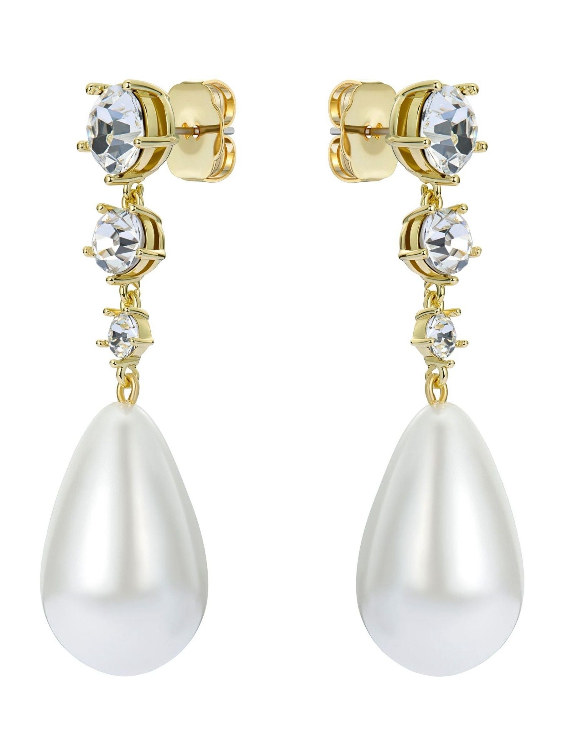 Ted Baker gold tone white crystal Pearsti statement bead drop earrings (British brand)