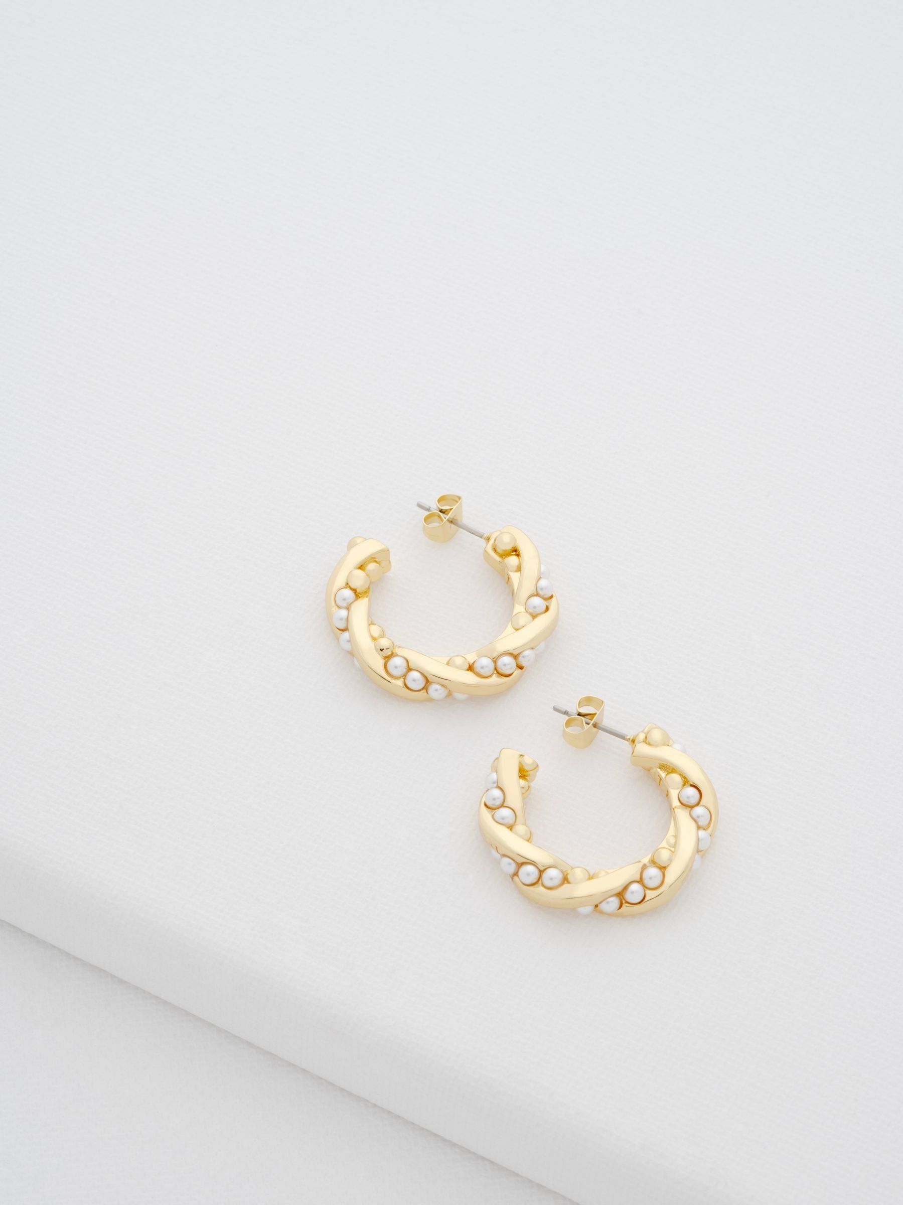 Ted Baker Gold Tone, Pearl Tiyaa: Twisted Pearl Hoop Earrings