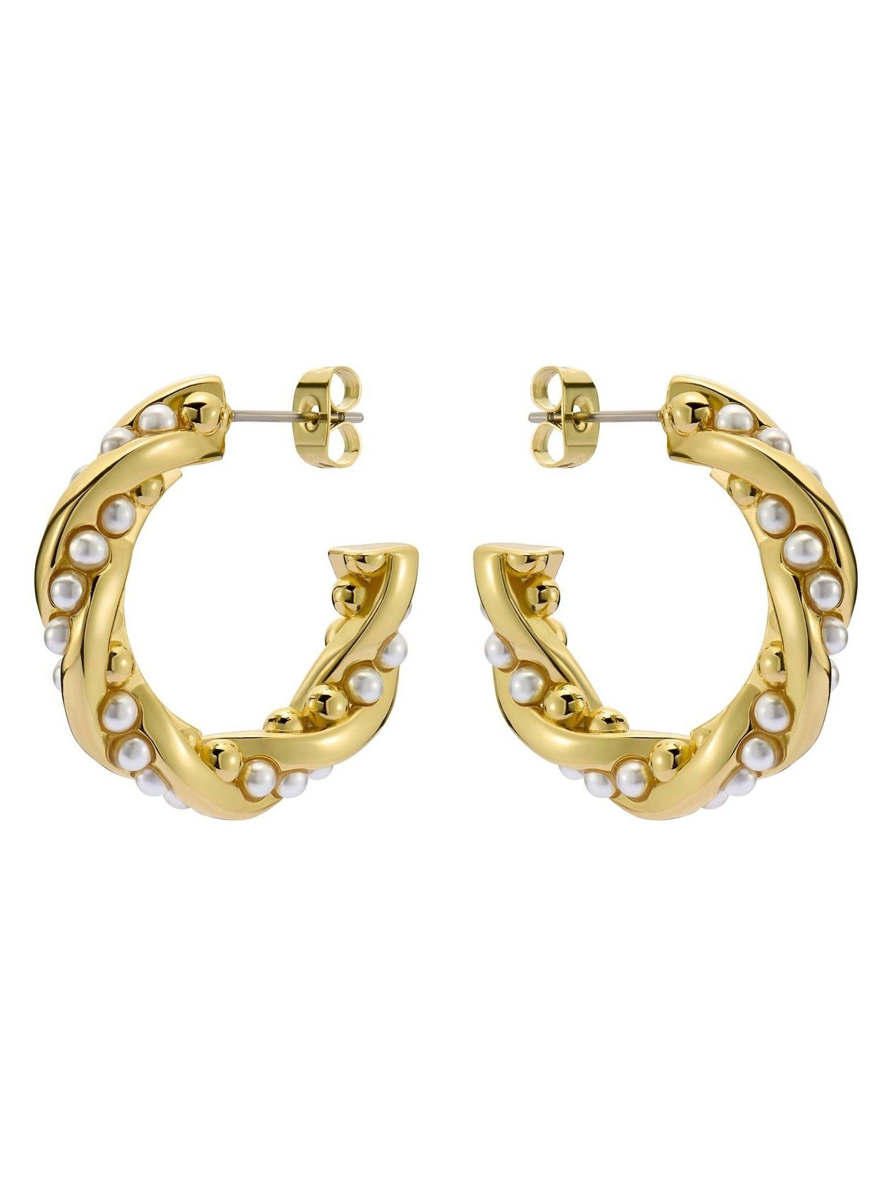 Ted Baker Gold Tone, Pearl Tiyaa: Twisted Pearl Hoop Earrings