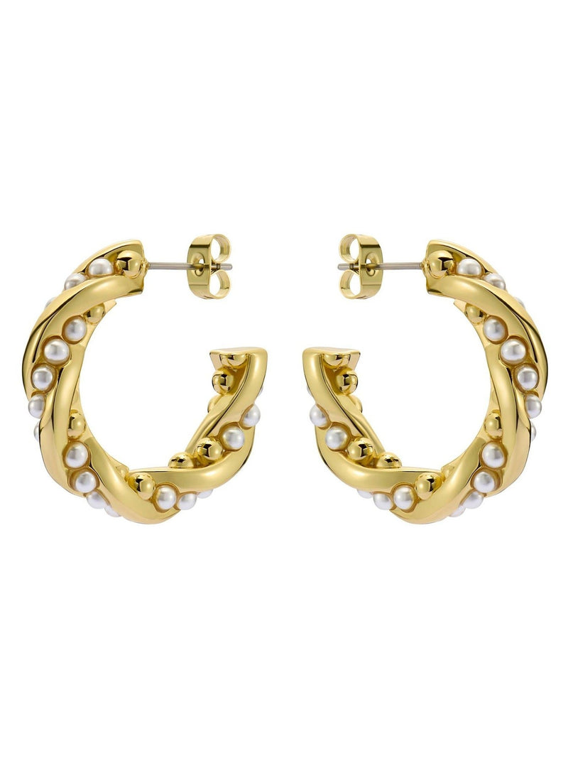 Ted Baker Gold Tone, Pearl Tiyaa: Twisted Pearl Hoop Earrings