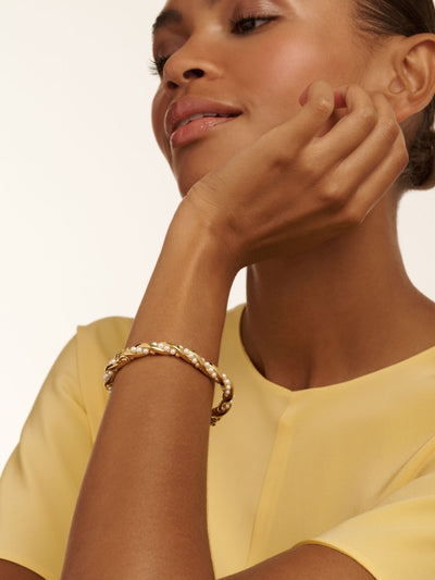 Ted Baker Gold Tone Pearl Tilaa Twisted Pearl Cuff Bracelet