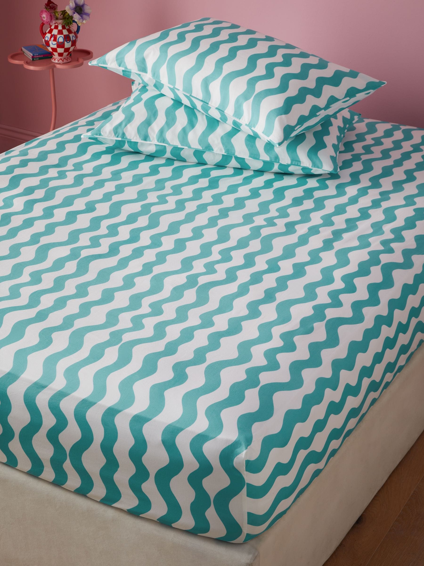 Eleanor Bowmer Aqua Wave fitted sheet - British product