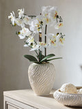 White artificial orchid in Fairford vase 67cm height (British brand)