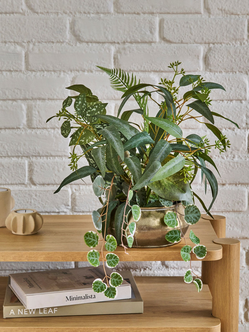Artificial plant in metal bowl 40cm x 30cm x 52cm, UK version