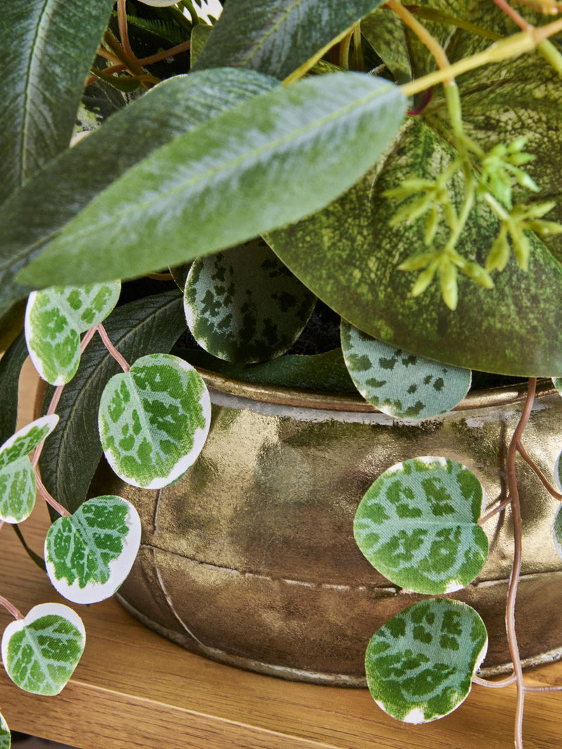 Artificial plant in metal bowl 40cm x 30cm x 52cm, UK version