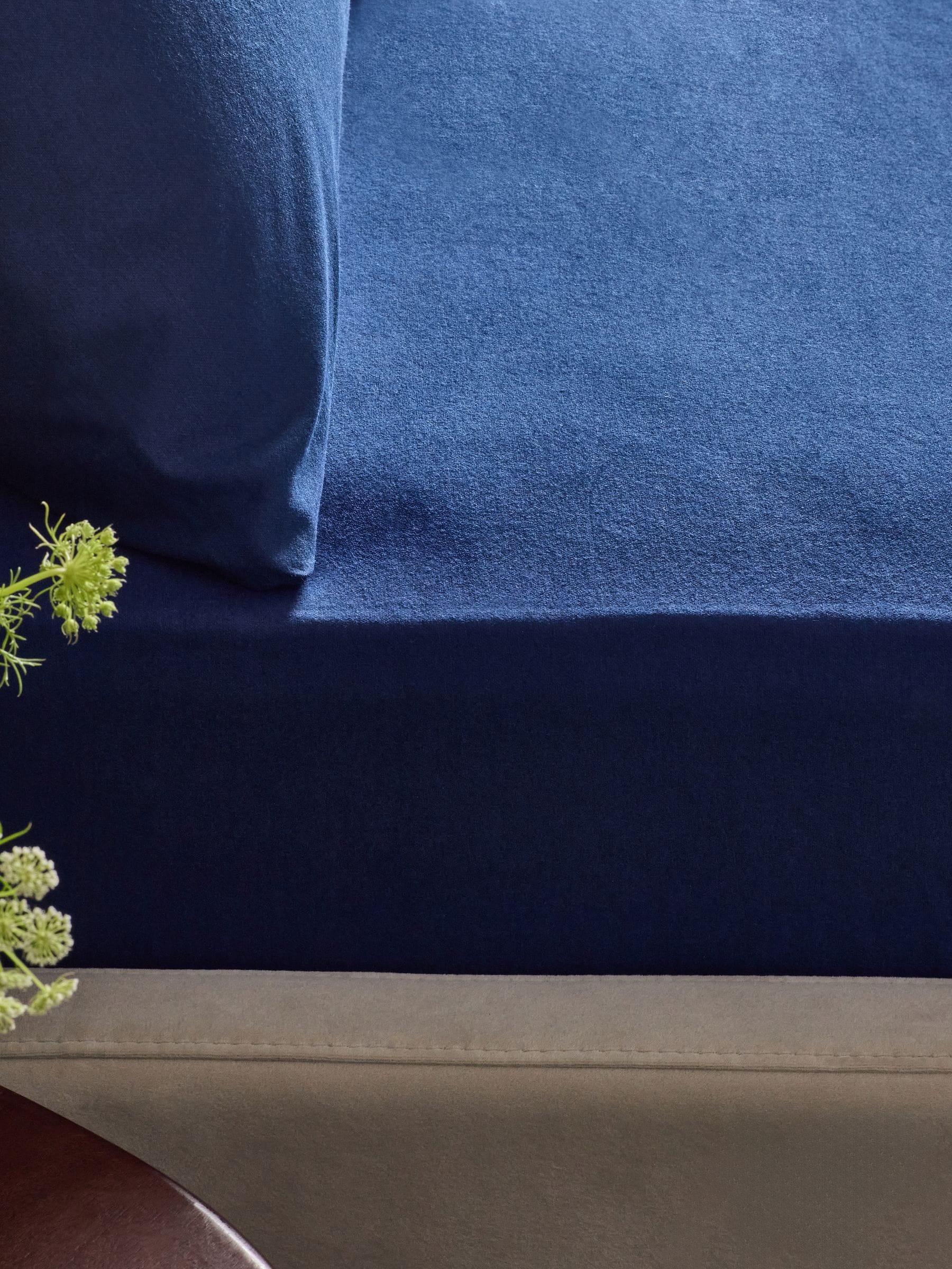 Navy brushed cotton supersoft deep fitted bed sheet, imported from the UK