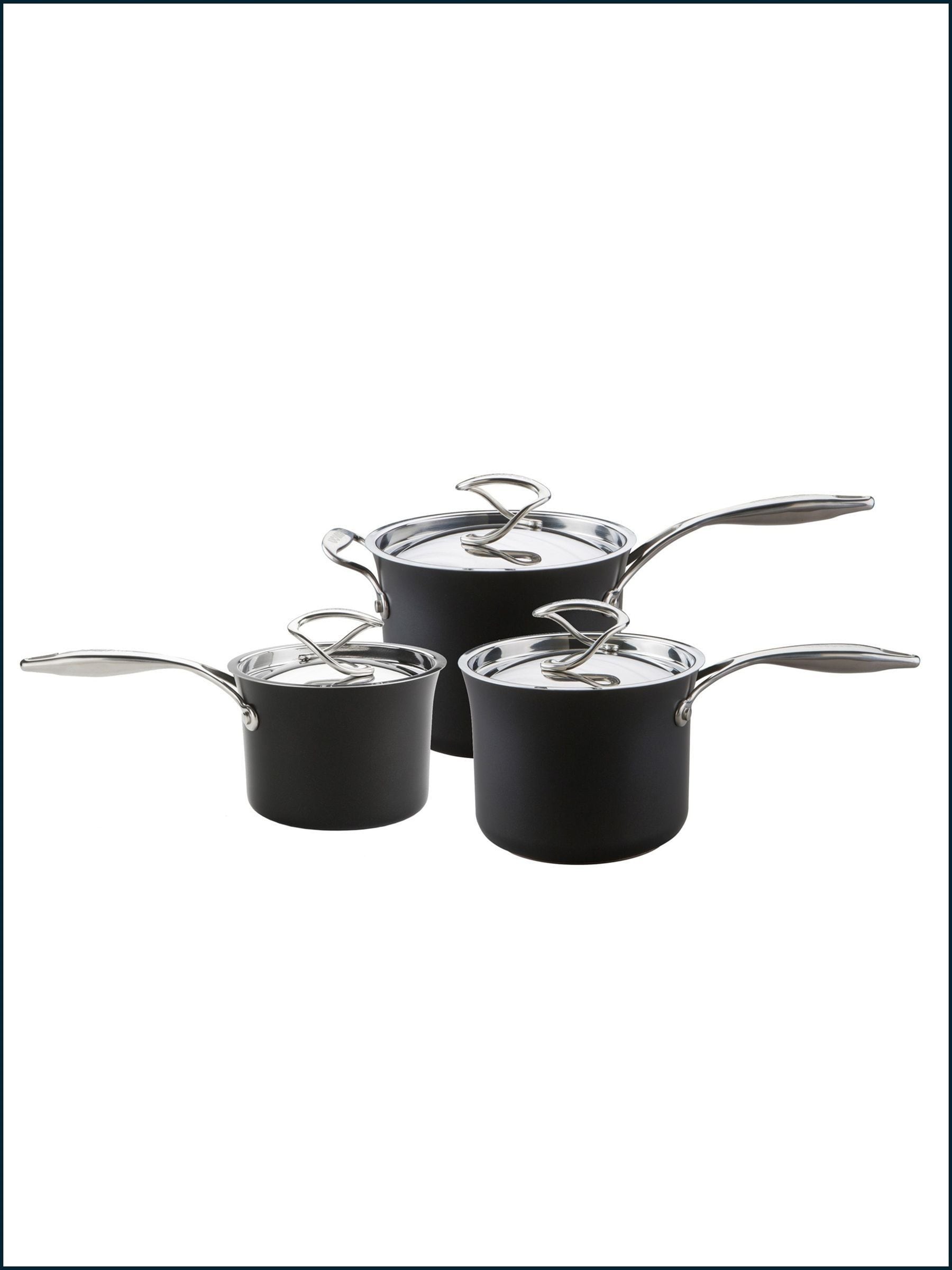 Circulon Black Style Hard Anodised Saucepan Set 16cm 18cm 20cm - British product