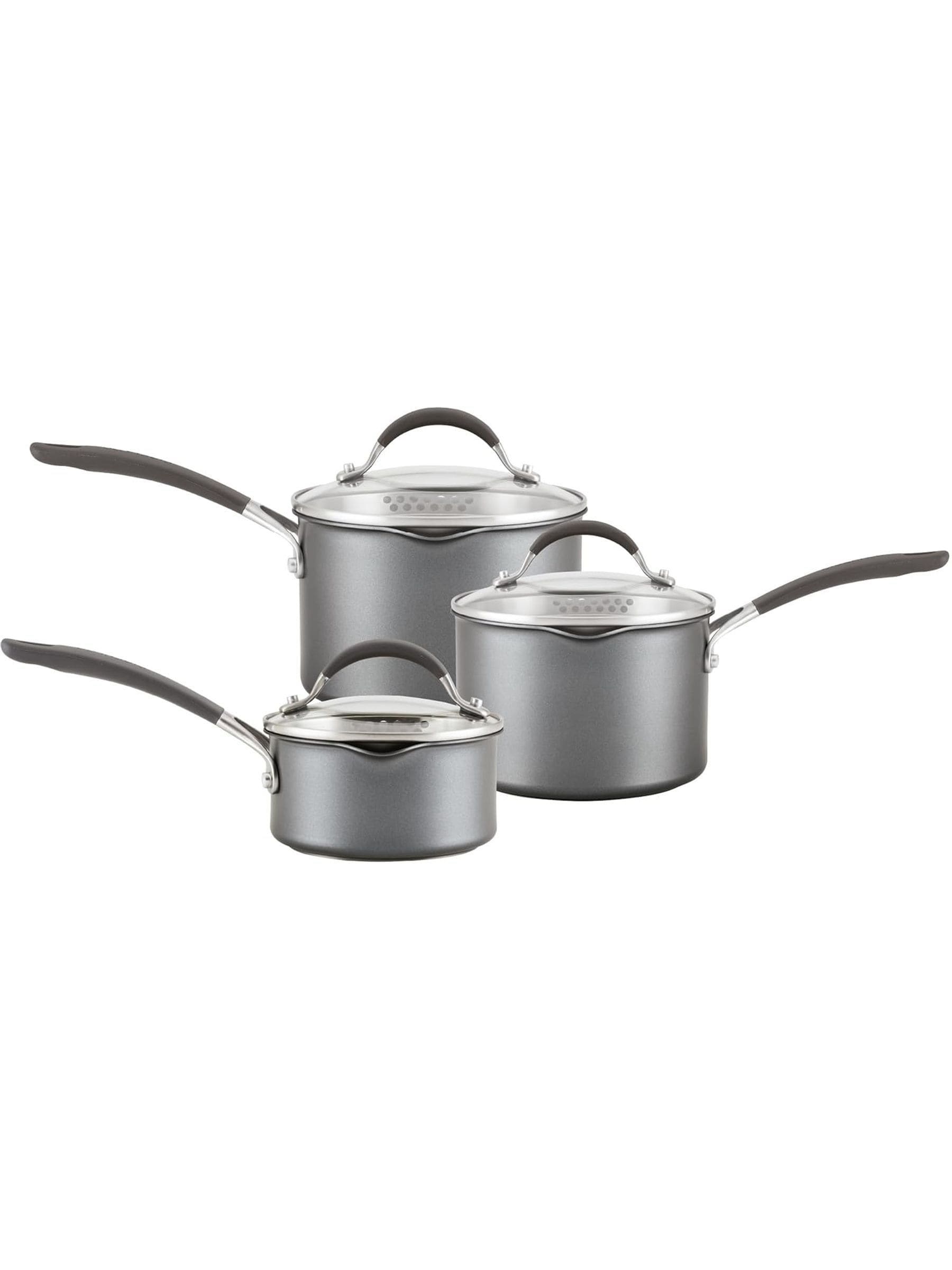 Circulon grey nonstick saucepan set with ScratchDefense - British product