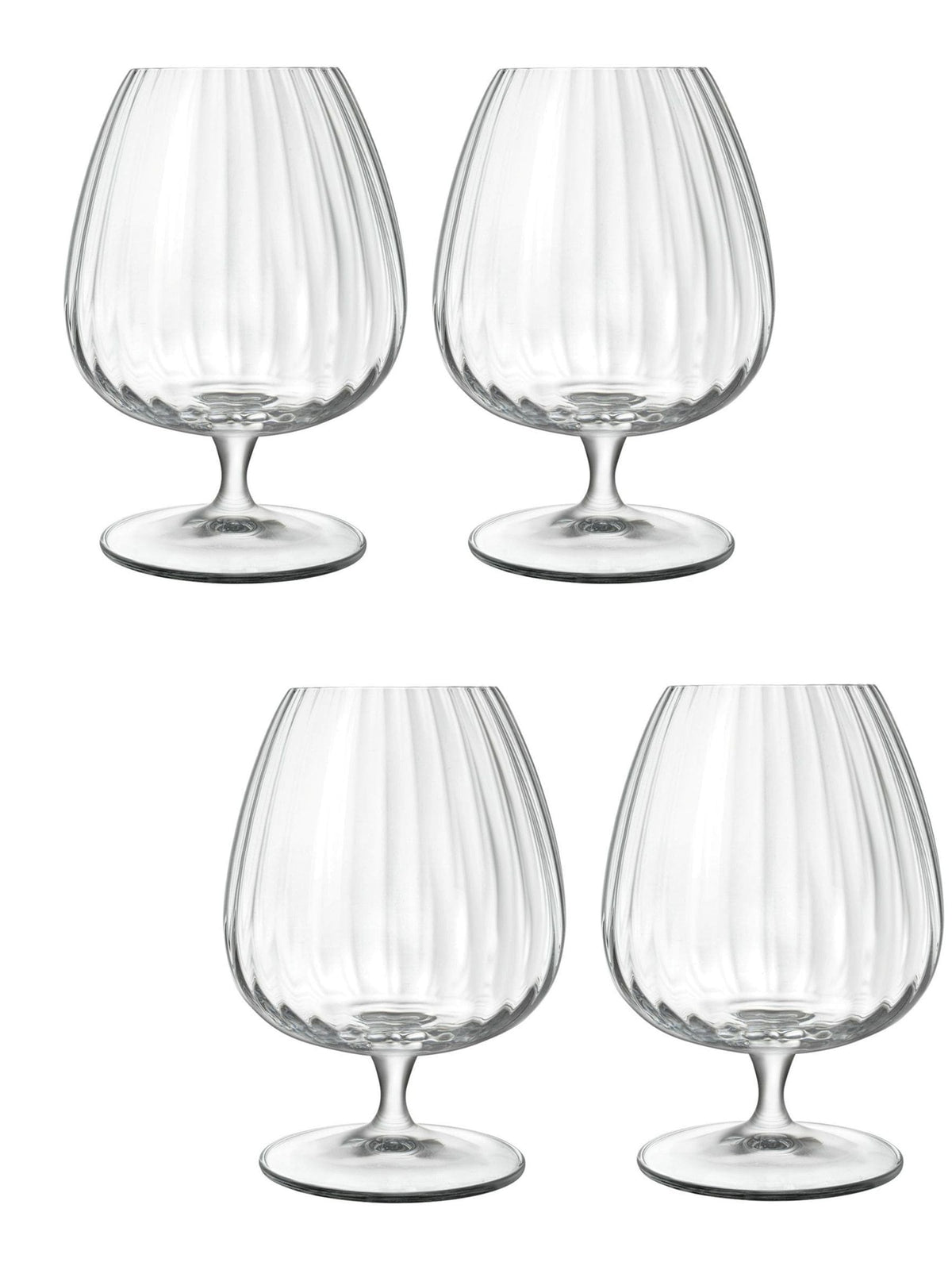 Luigi Bormioli Grey Optica Cognac Glasses Set of 6, UK version