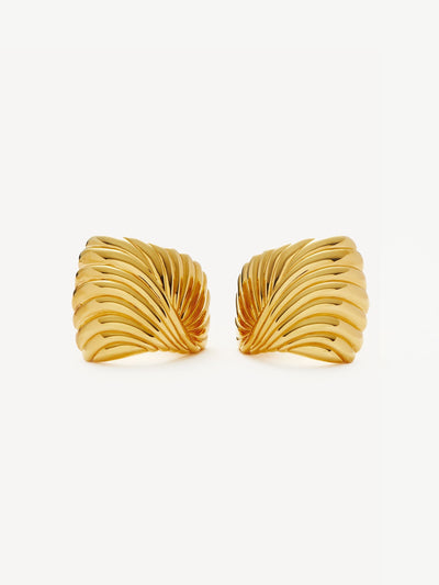 Missoma Gold Oversized Wavy Ridge Ripple Stud Earrings 24mm x 22mm