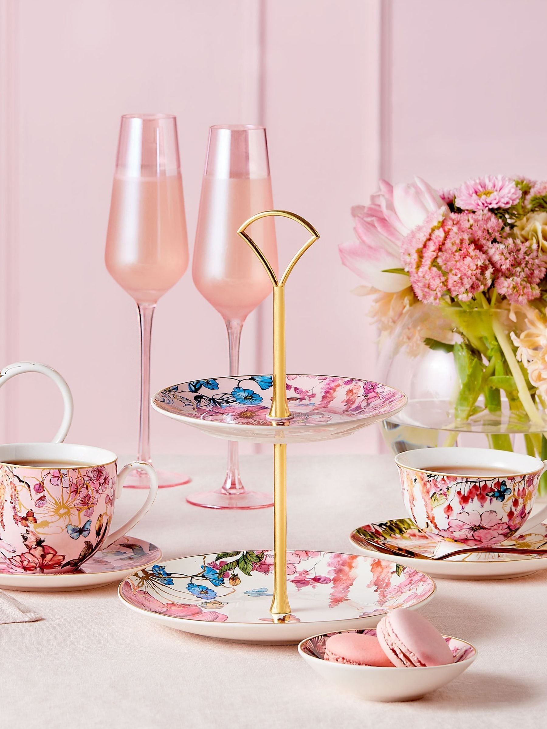 Maxwell & Williams Estelle Michaelides Enchantment two-tiered porcelain cake stand, imported from the UK