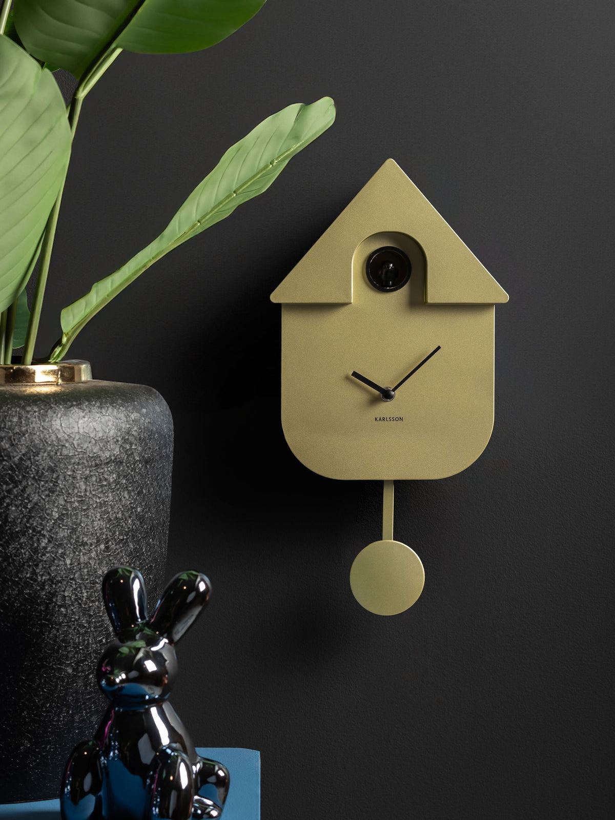 Karlsson Metallic Gold Modern Cuckoo Wall Clock, UK version