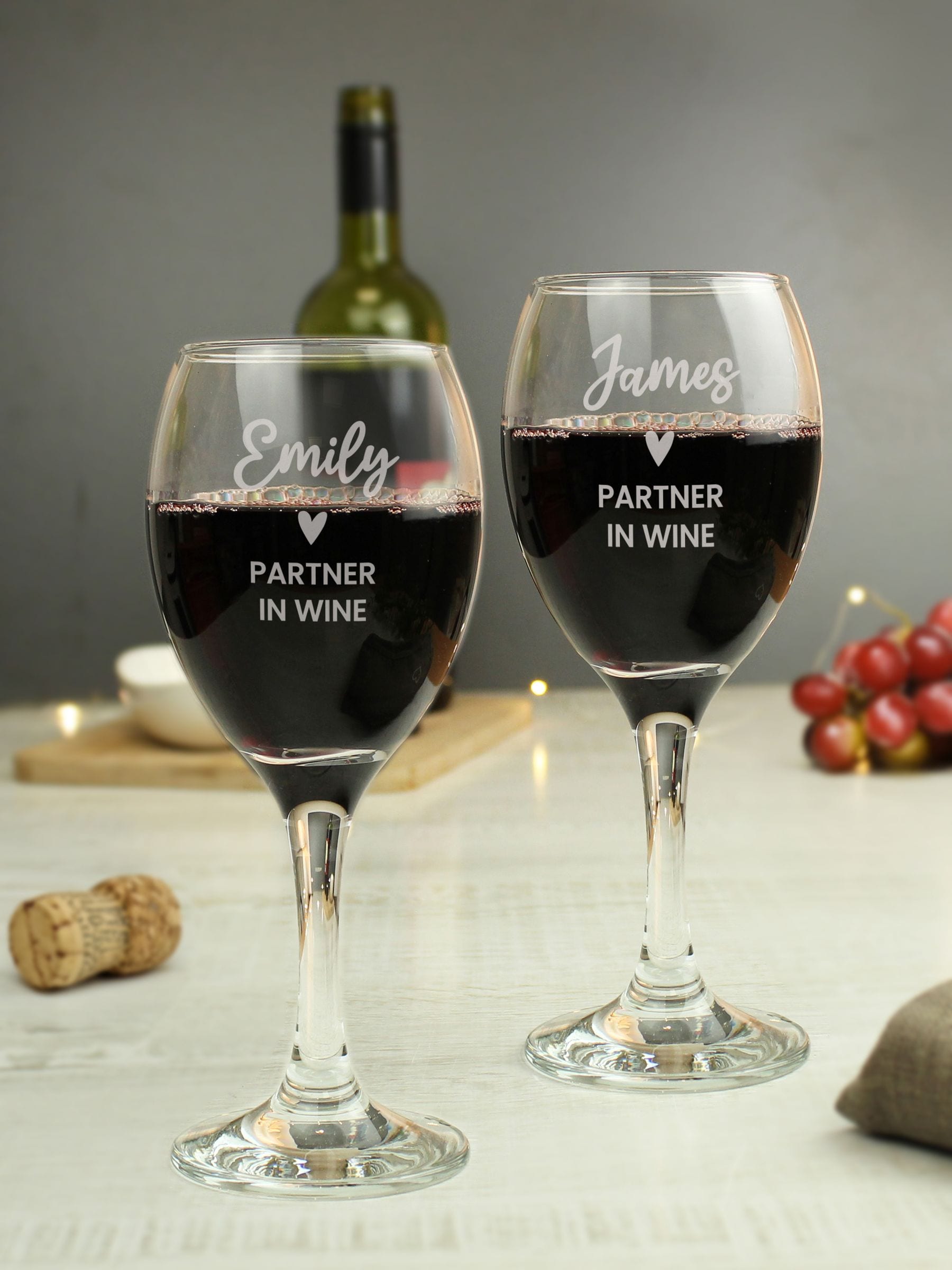 PMC personalised wine glasses set of 2 (British brand)