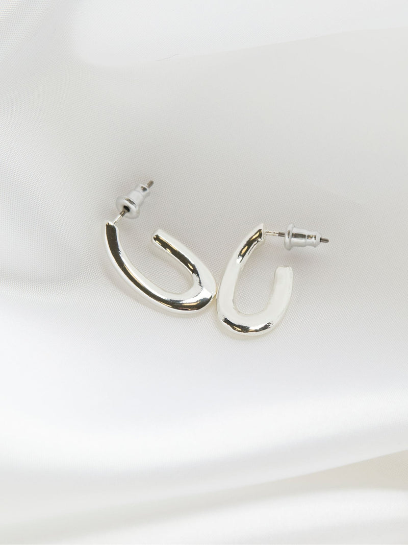 FatFace Silver Tone Twist Oval Hoop Earrings