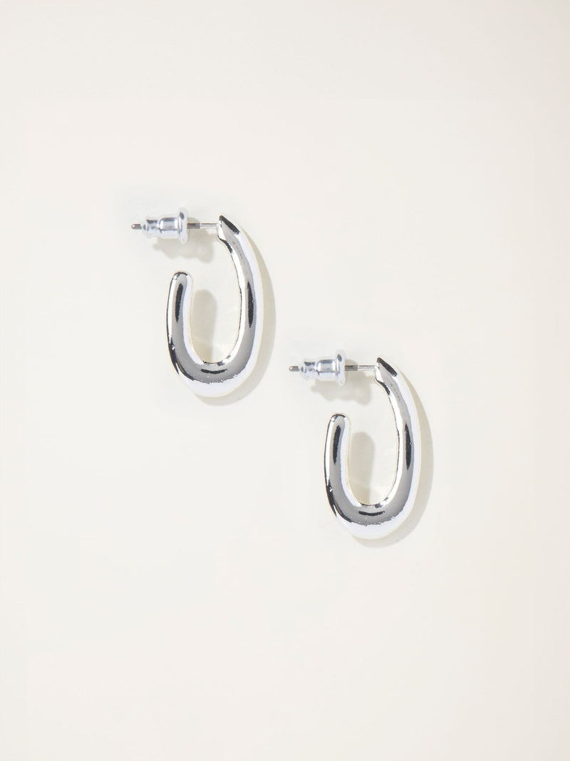 FatFace Silver Tone Twist Oval Hoop Earrings