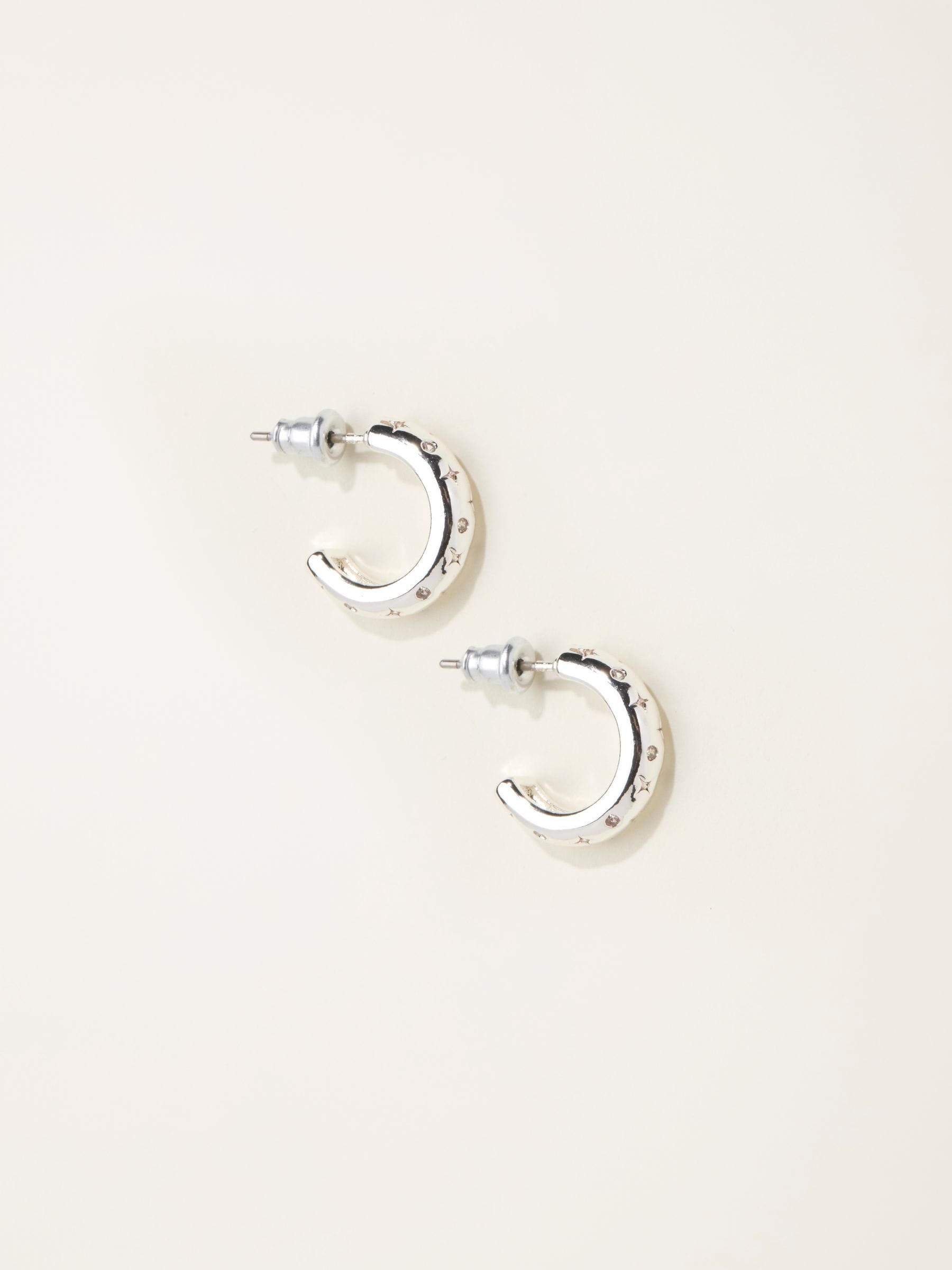 FatFace silver tone gem huggie earrings - British product