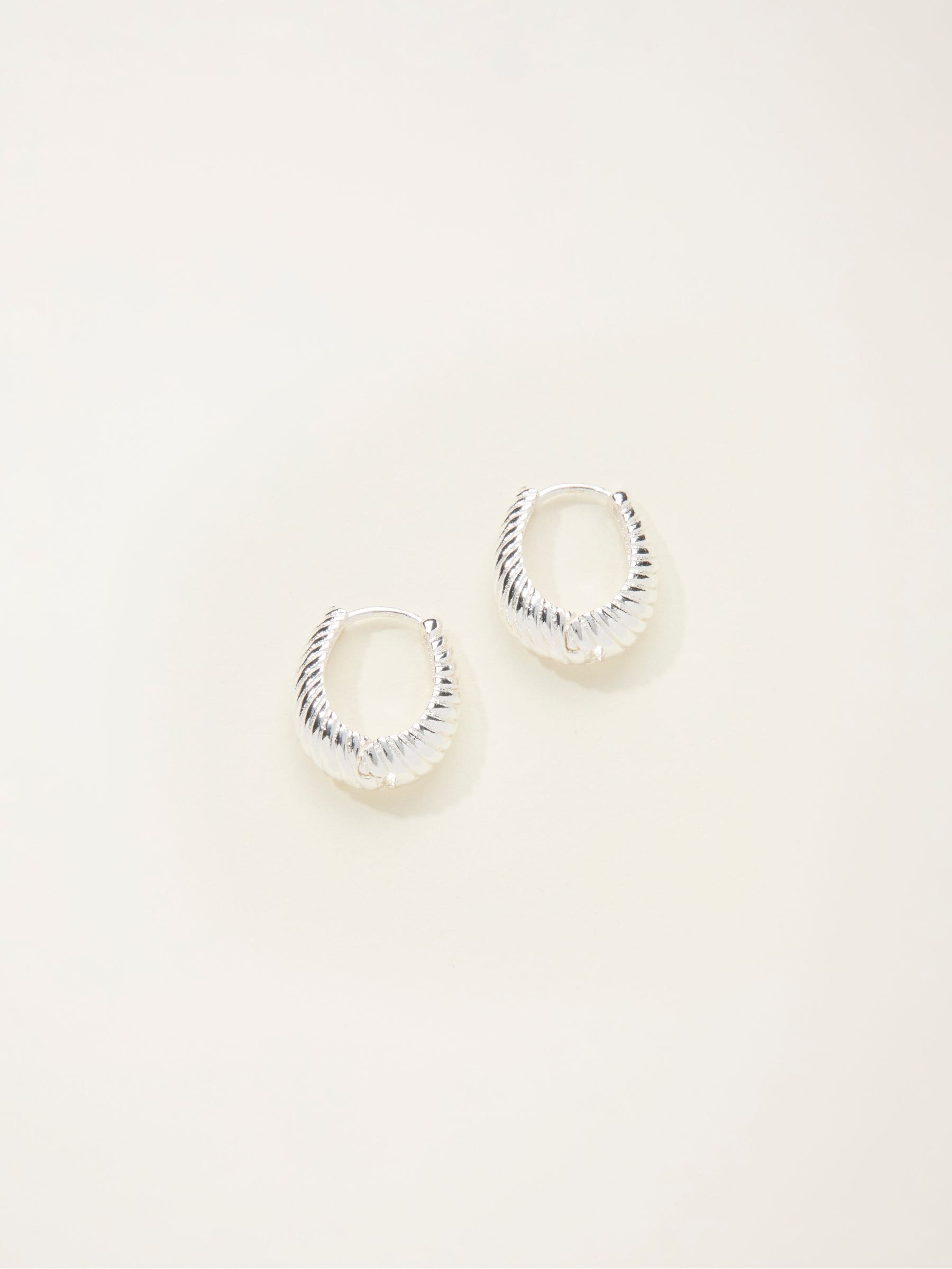 FatFace Silver Tone Textured Hoop Earrings