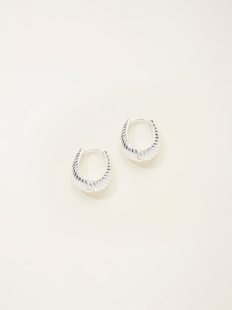 FatFace Silver Tone Textured Hoop Earrings