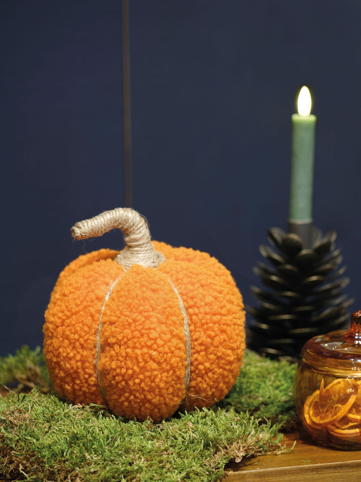 Decoris orange teddy pumpkin decoration 18cm - British product