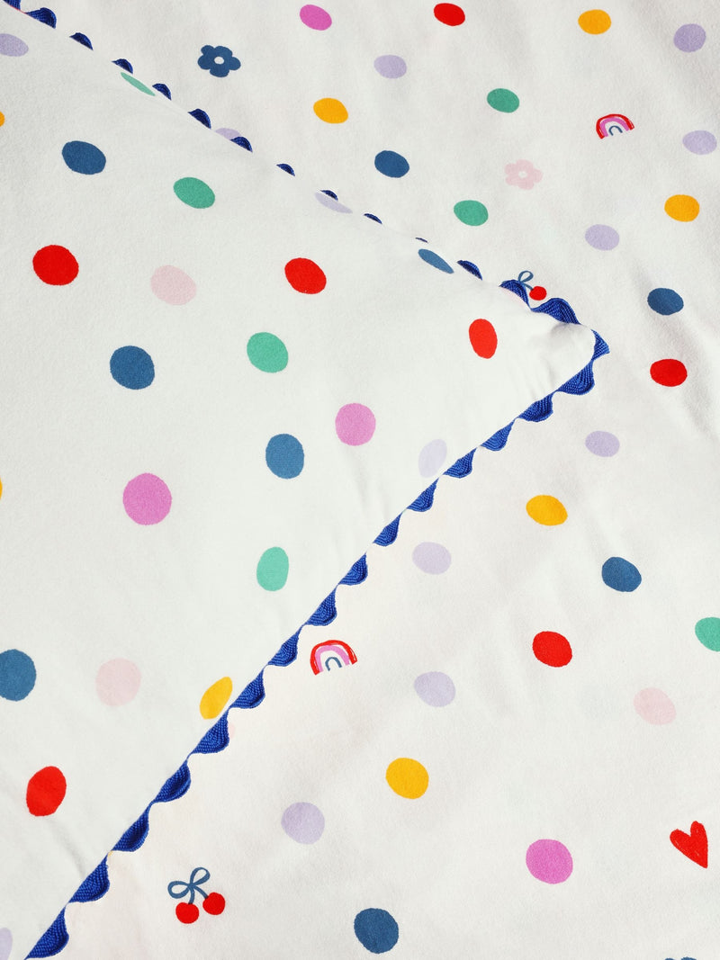White multi spot duvet cover and pillowcase set (British brand)