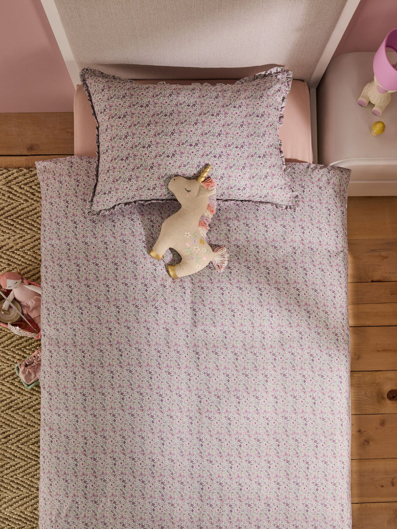 Lilac Unicorn Fairy Castle duvet cover and pillowcase set, UK version