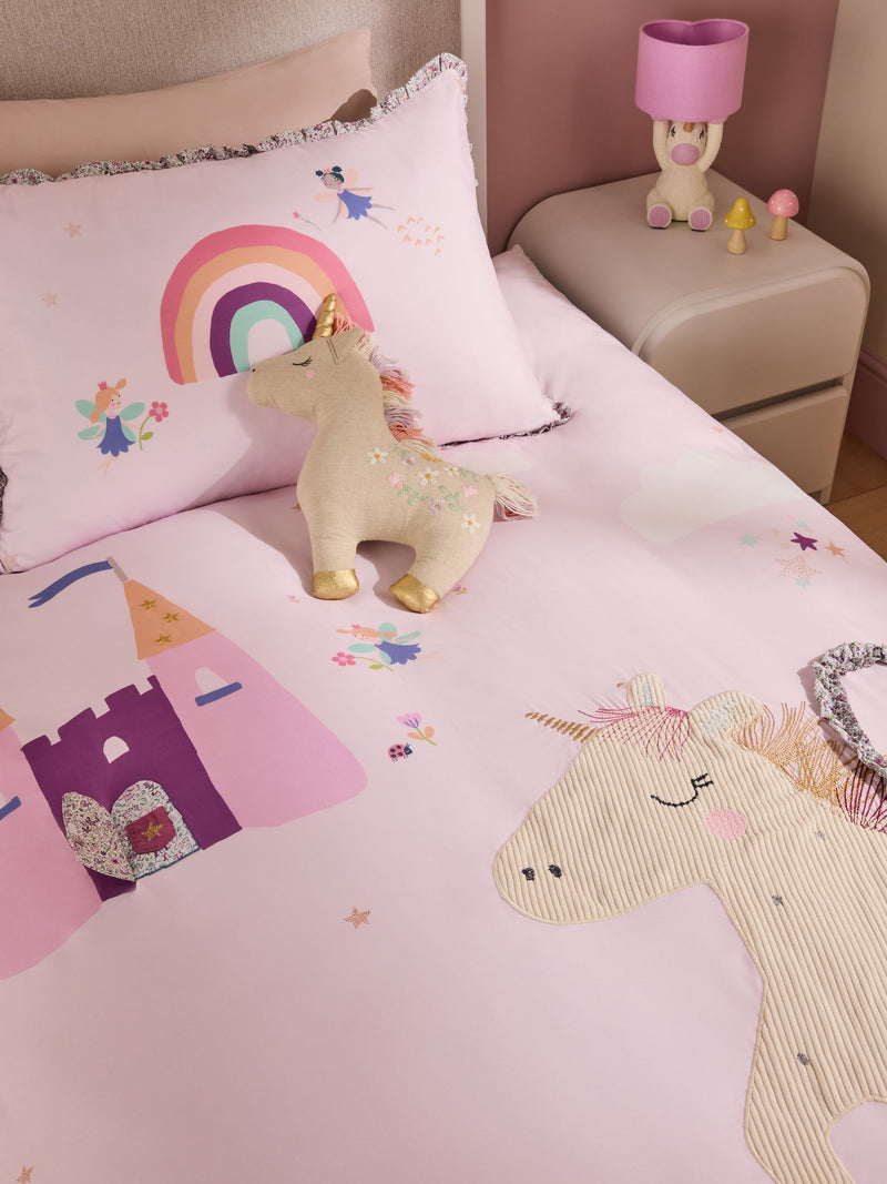 Lilac Unicorn Fairy Castle duvet cover and pillowcase set, UK version