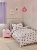 White/Purple Hearts Printed Bedding Duvet Cover and Pillowcase Set