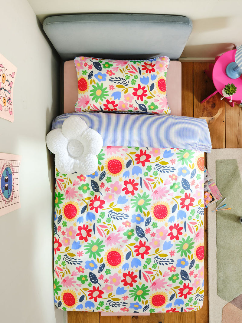 Multi Bright Floral duvet cover and pillowcase set, imported from the UK