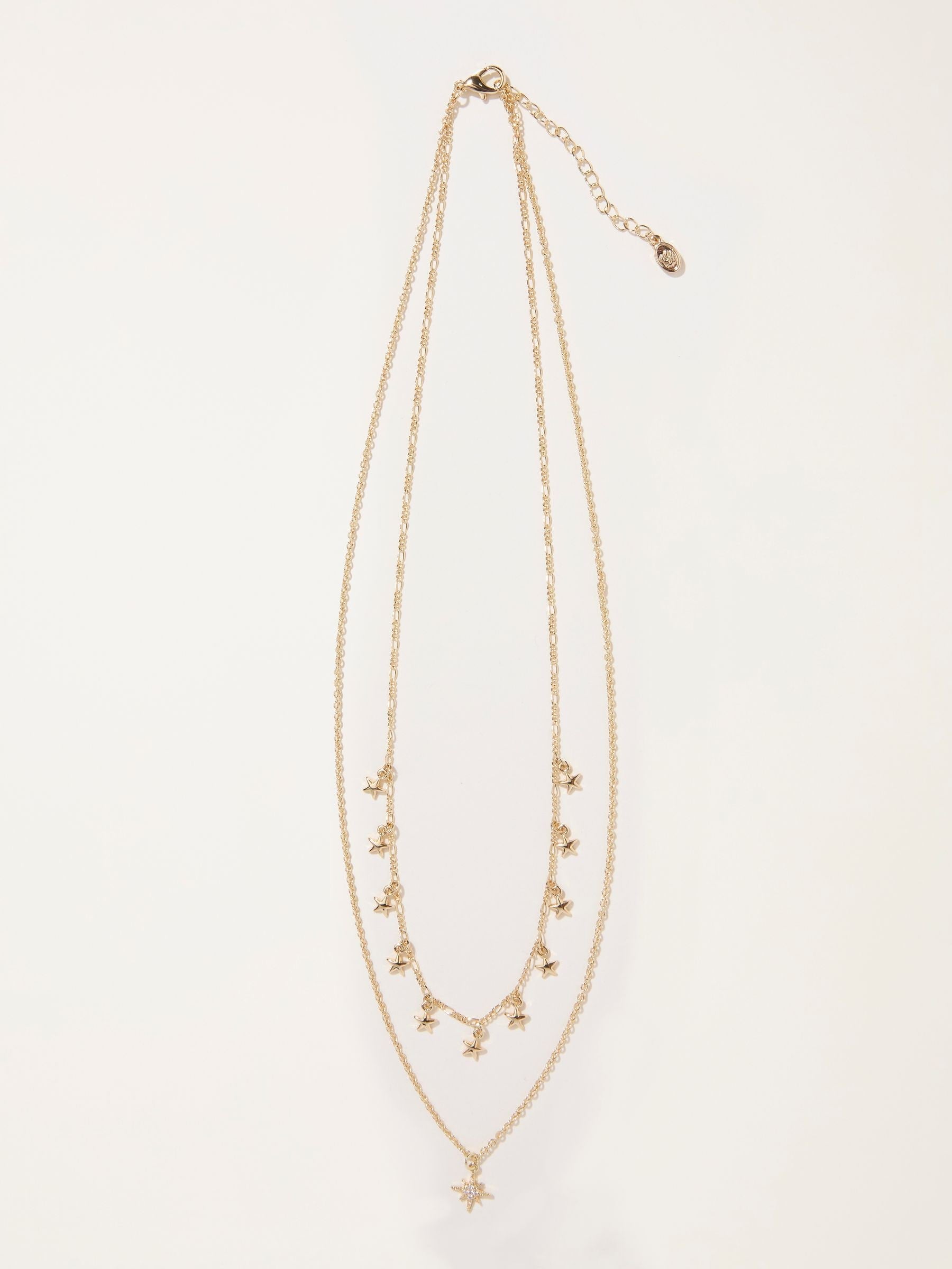 FatFace Gold Tone Star Layered Necklace